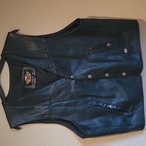 Harley Davidson Leather Vest Men's XL Snap